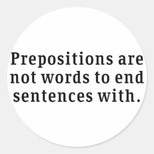 Pegatina Redonda Preposiciones