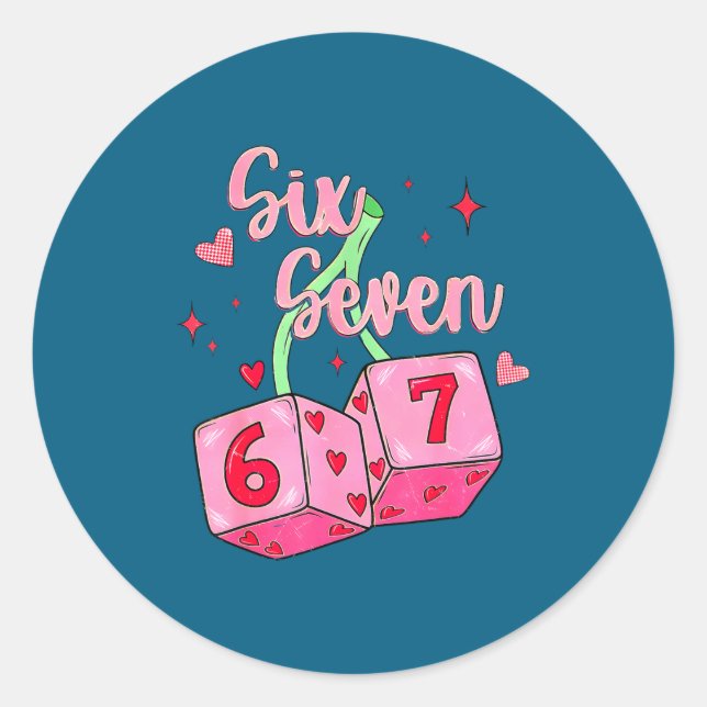 Pegatina Redonda Preppy 67 Valentine Six Seven Dice 6 7 Men Women K (Anverso)