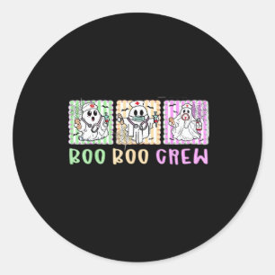 Pegatina Redonda Preppy Boo Crew Enfermeras Halloween Disfraces Hom