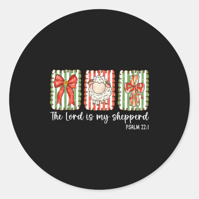 Pegatina Redonda Preppy Christian Bible Verse The Lord Is My Shephe (Anverso)