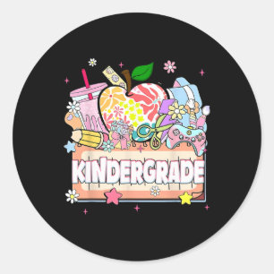 Pegatina Redonda Preppy Kids Kindergrade 2025 Preescolar Niños G