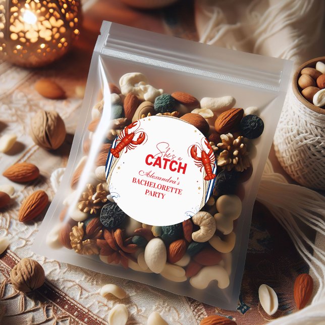 Pegatina Redonda Preppy Lobster Seaside Bachelorette Party (Subido por el creador)