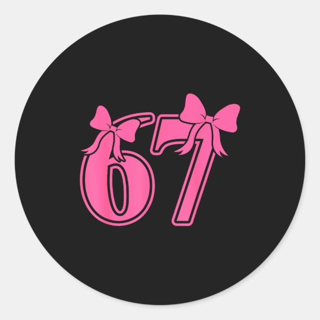 Pegatina Redonda Preppy Nk Coquette Bow Lace 67 Six Seven Meme Wome (Anverso)