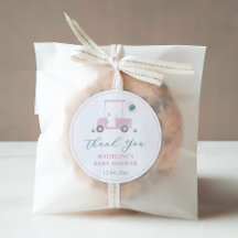 Preppy Pink Green Golf Cart Baby Girl Shower Favor