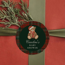 Pegatina Redonda Preppy Polo Bear Baby Shower Sticker