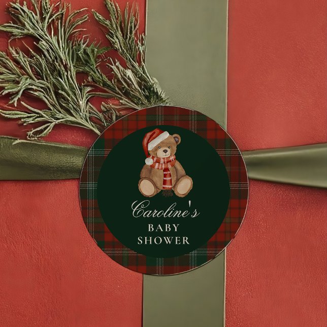 Pegatina Redonda Preppy Polo Bear Baby Shower Sticker (Subido por el creador)