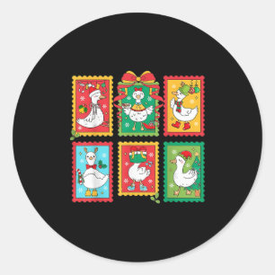 Pegatina Redonda Preppy Silly Goose Santa Navidades Stamp Merry Goo