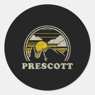Pegatina Redonda Prescott Arizona Az Camiseta Vintage Senderismo Mo