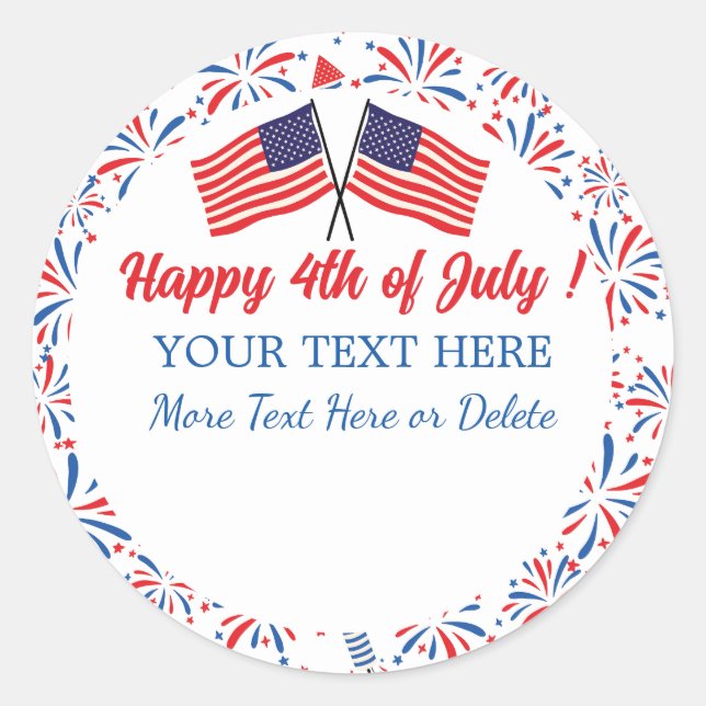 Pegatina Redonda Presentación del 4 de julio del Día de la Independ (Anverso)