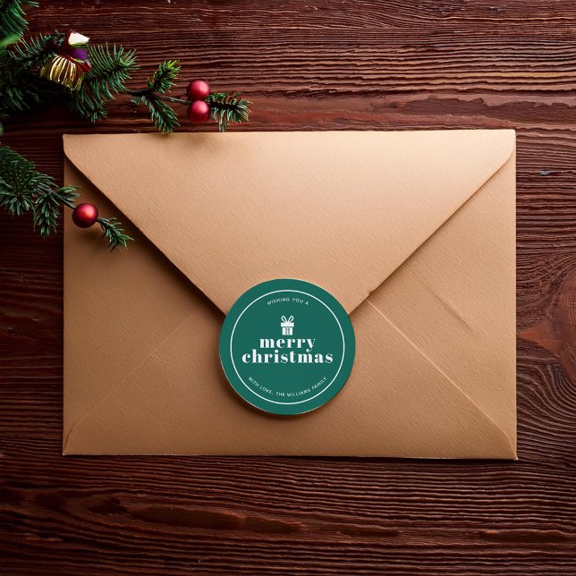 Pegatina Redonda Presente Con Un Personalizado De Navidades De Bow (Subido por el creador)