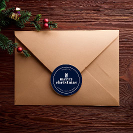 Pegatina Redonda Presente Con Un Personalizado De Navidades De Bow