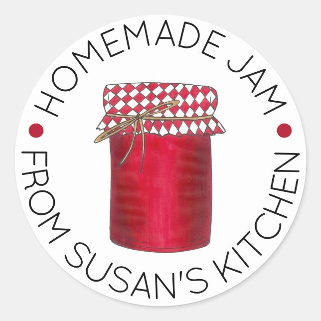 Pegatina Redonda Preservaciones caseras de frutas de mermelada hech (Anverso)