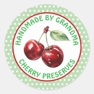 Pegatina Redonda Preservaciones de cerezo hechas a mano personaliza