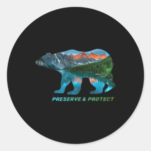 Pegatina Redonda Preservar & Proteger la protección ambiental,