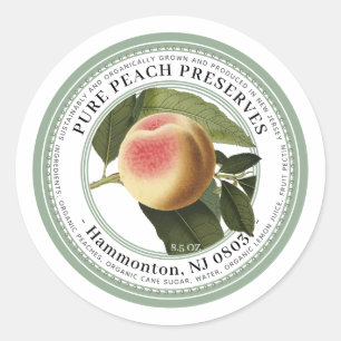 Pegatina Redonda Preserve Label 1800s Peach Ilustracion