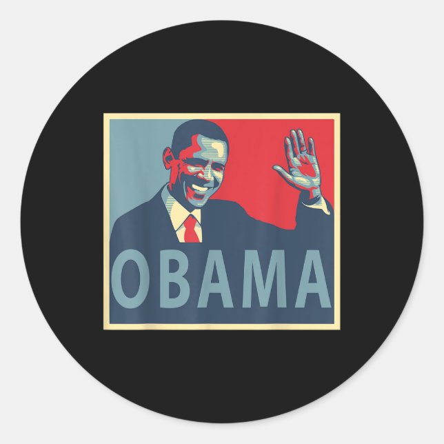 Pegatina Redonda Presidente Barack Obama (Anverso)