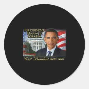 Pegatina Redonda Presidente Barack Obama 2008-2016 Presidente de Es