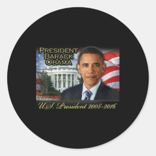 Pegatina Redonda Presidente Barack Obama 2008-2016 Presidente de Es