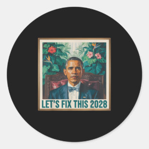 Pegatina Redonda Presidente Barack Obama 2028 Rtrait Patriótico Dem
