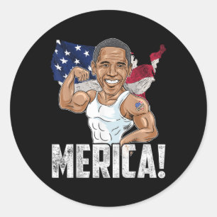 Pegatina Redonda Presidente Barack Obama Merica 4 De Julio Divertid