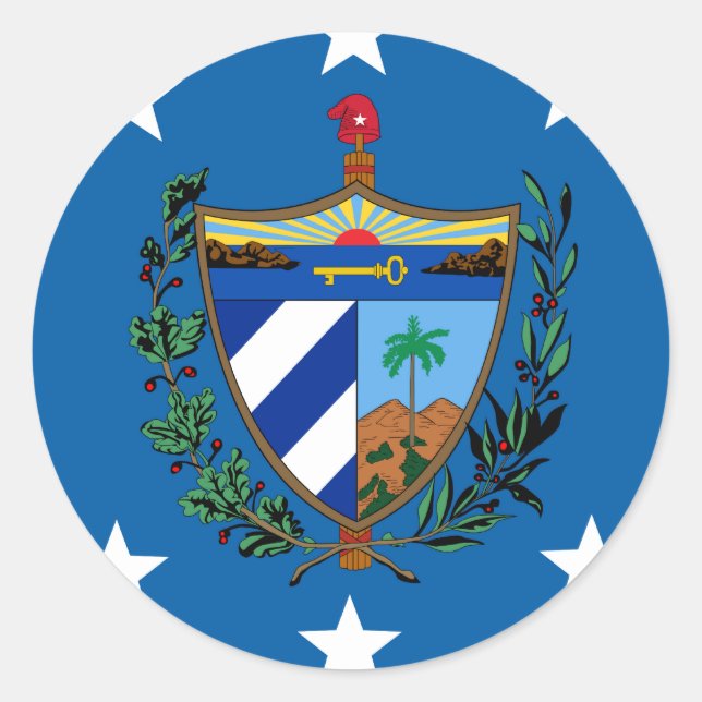 Pegatina Redonda Presidente De Cuba, Croacia (Anverso)