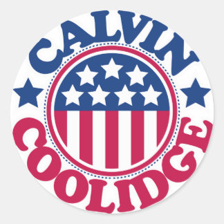 Pegatina Redonda Presidente de los Estados Unidos Calvin Coolidge