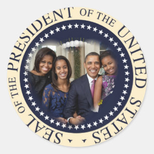 Pegatina Redonda Presidente de los Estados Unidos de Barack Obama