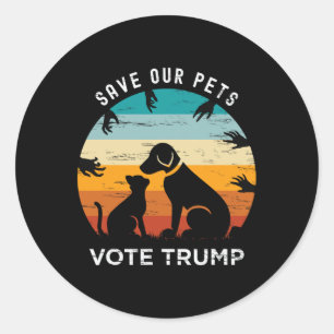 Pegatina Redonda Presidente de Trump 2024 Salva a nuestros Mascotas