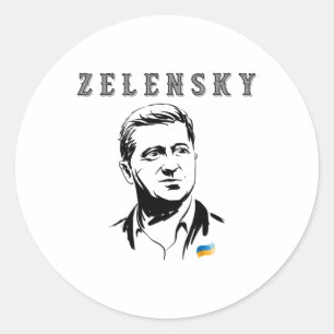 Pegatina Redonda Presidente de Ucrania Vladimir Zelensky