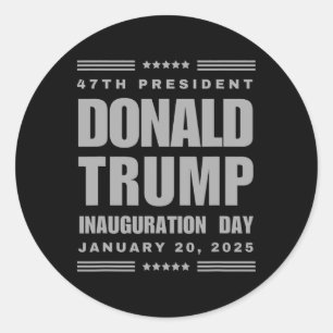 Pegatina Redonda Presidente Donald J. Trump Inauguración Día 2025