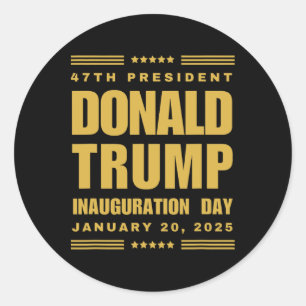 Pegatina Redonda Presidente Donald J. Trump Inauguración Día 2025