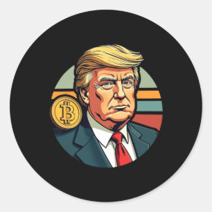 Pegatina Redonda Presidente Donald Trump Bitcoin Dogecoin Cripto Re