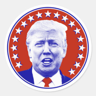 Pegatina Redonda Presidente Donald Trump en Rojo
