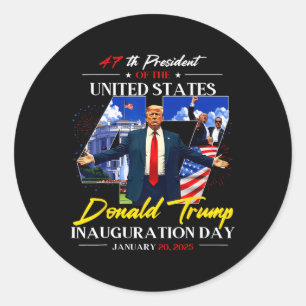 Pegatina Redonda Presidente Donald Trump Inauguración Día 2025 47