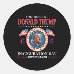 Pegatina Redonda Presidente Donald Trump Inauguración Día 2025 47