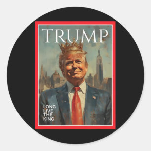 Pegatina Redonda Presidente Donald Trump Viva El Rey