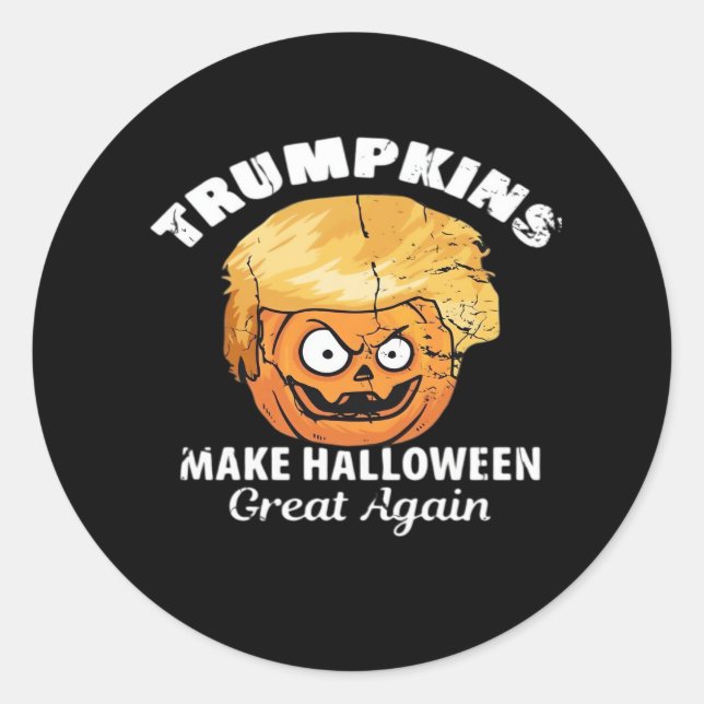 Pegatina Redonda Presidente Funny Trumpkins Halloween (Anverso)
