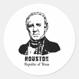 Pegatina Redonda Presidente General Sam Houston República Texas Rev
