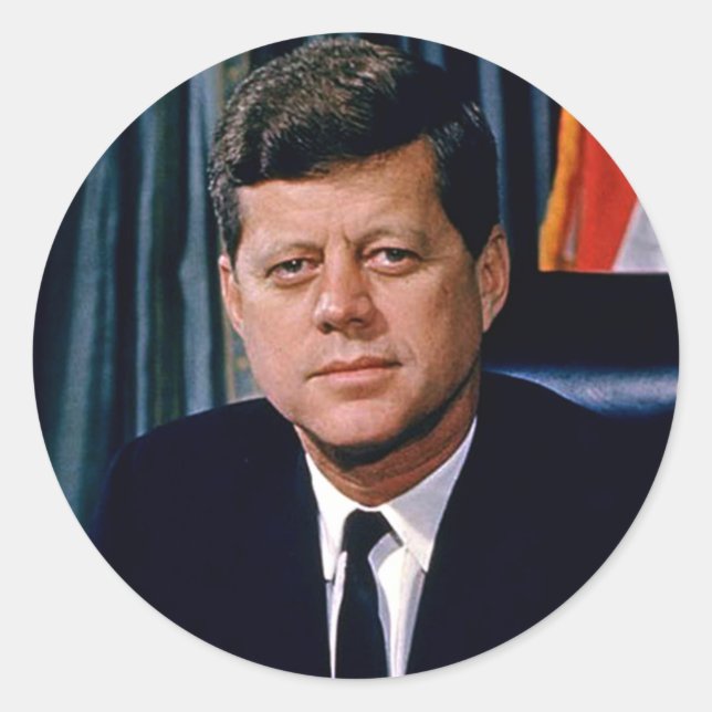 Pegatina Redonda Presidente John F. Kennedy (Anverso)