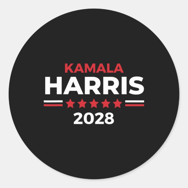 Pegatina Redonda Presidente Kamala Harris Para Presidente 2028 (Anverso)