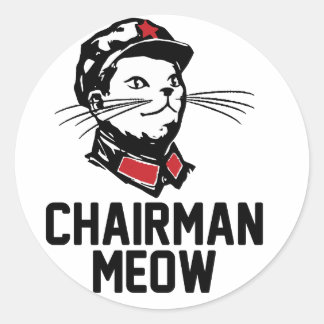Pegatina Redonda Presidente Meow (Mao) Design