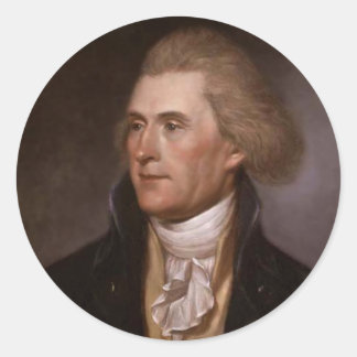 Pegatina Redonda Presidente Thomas Jefferson