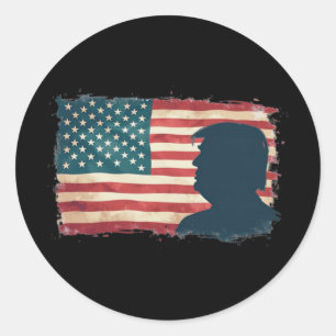 Pegatina Redonda Presidente Trump 2024 Democracia Patriótica Estado