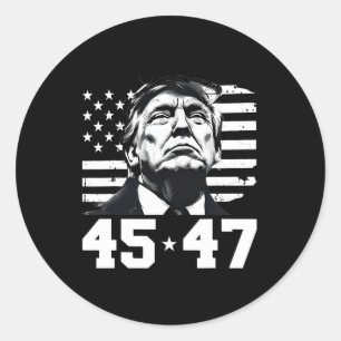 Pegatina Redonda Presidente Trump 45 47 Bandera estadounidense Trum