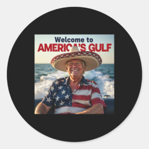 Pegatina Redonda Presidente Trump América Golfo México Sombrero Ame