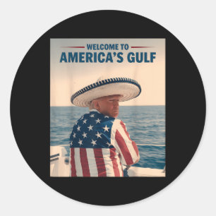 Pegatina Redonda Presidente Trump América Golfo México Sombrero Ame