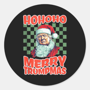 Pegatina Redonda Presidente Trump Navidad Ho Ho Ho Feliz Trumpmas 