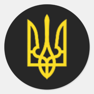 Pegatina Redonda Presidente ucraniano Volodymyr Zelensky Emb Ucrani