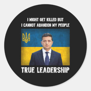 Pegatina Redonda Presidente Volodymyr Zelensky Ucrania Bandera Ucra
