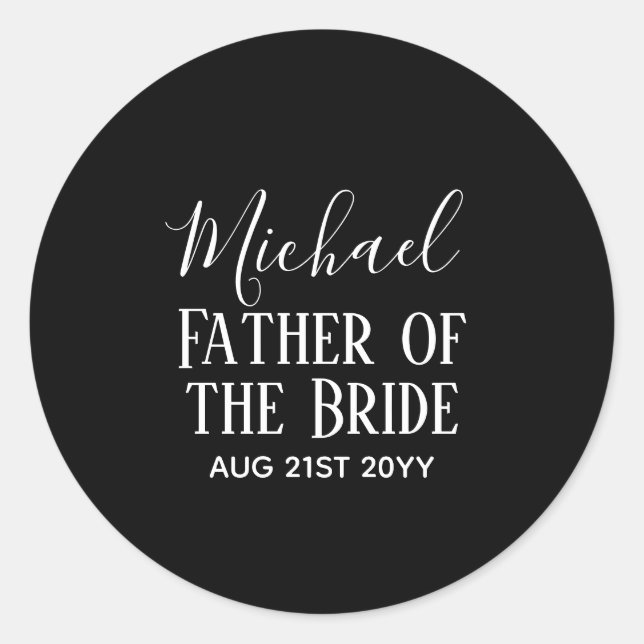 Pegatina Redonda PRESUPUESTO Bestman Groomsmen Regalos Black White (Anverso)